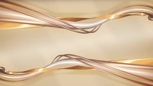 Elegant Golden and Silver Intertwining Tubes Background Loop