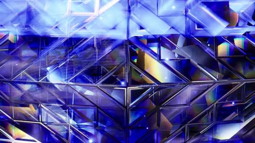 Abstract Blue Crystal Geometric Grid Background