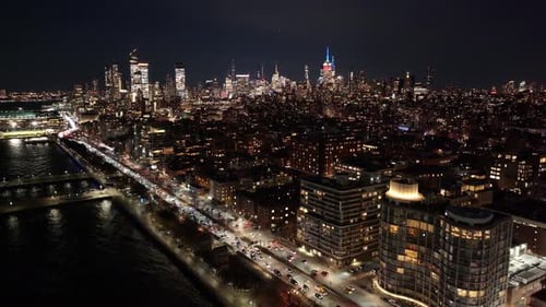 Night Skyline of New York Skyline At Manhattan In New York United States.