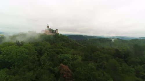 Aerial View of Medieval Castle in Rural Landscape