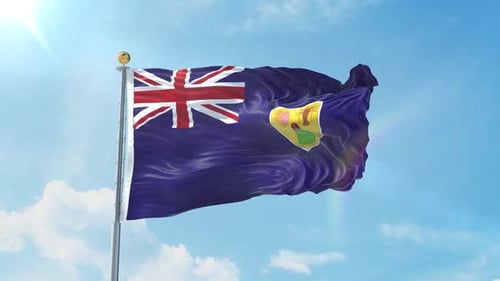 Realistic Turks and Caicos Islands Flag Waving Animation