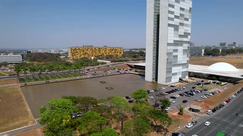 Edificio del Congreso Nacional en el centro de Brasilia, Brasil.