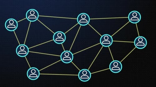 Glowing Digital Network Connecting People Icons Animation