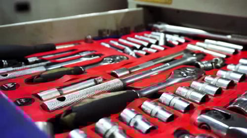 Organized Mechanic's Tools in Toolbox