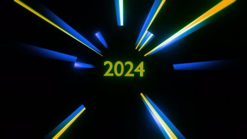 Happy New Year 2024 Seamless Loop Background Yellow and Blue Streaks Loop Seamless New Year