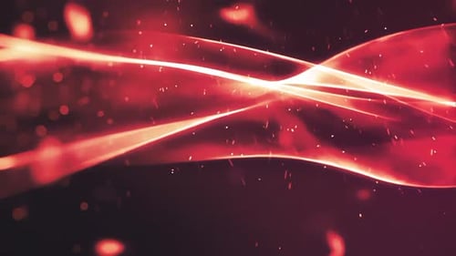 Abstract Red Glowing Waves and Particles Background