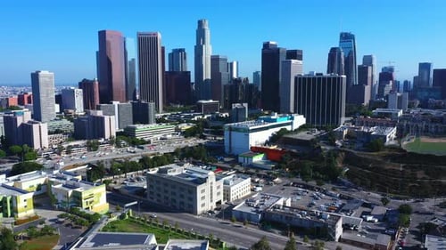 Aerial Pan of Downtown Los Angeles