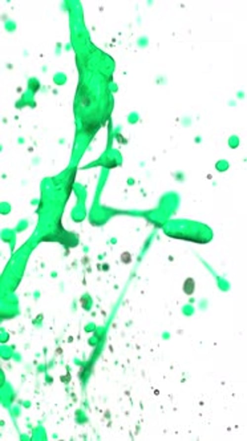 Slow Motion Neon Green Liquid Splash And Droplets