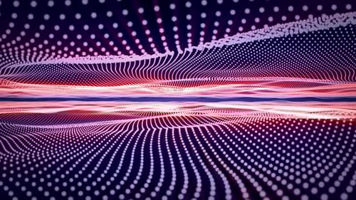 Abstract wavy field made of particle waves with hot glow effect