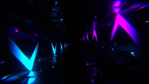 Purple And Blue Neon Curve Line Tunnel Background Vj Loop In 4K