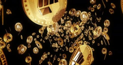 Fight Out Crypto FGHT, cryptomonnaie volant entre des pièces dorées, une boucle