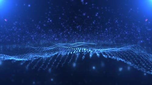 Abstract Blue Particle Wave Digital Data Animation Background