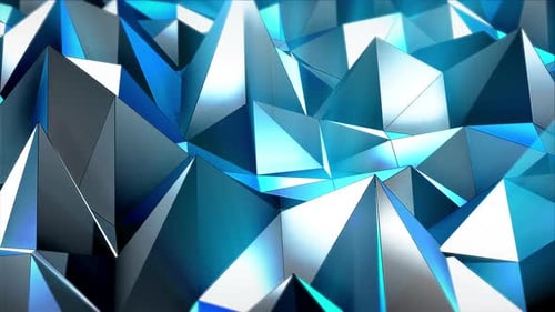 Abstraktes geometrisches Muster Blaue weiße silberne glänzende Dreiecke