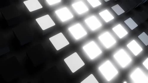 Motif abstrait de carrés et de cubes illuminés