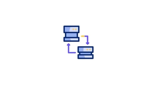 Flat Design Animated Icon of Data Transfer Between Servers