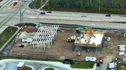 Construction Site of New Gas Station on Roadside in Florida Rural Area