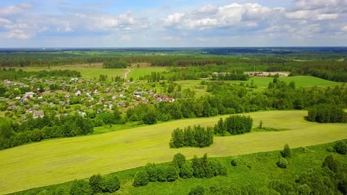 Lush Aerial View of Green Rural Landscape