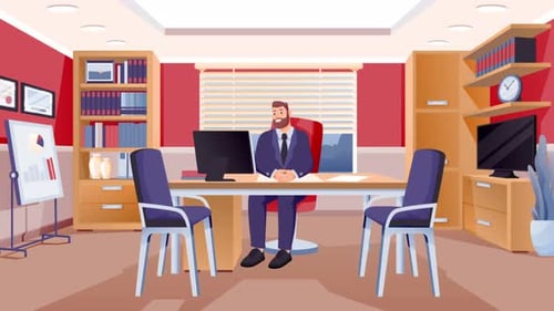 Businessman Working In An Office 4K