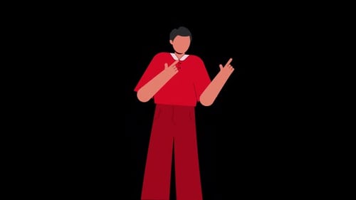 2D Flat Design Animated Man Pointing for Presentation