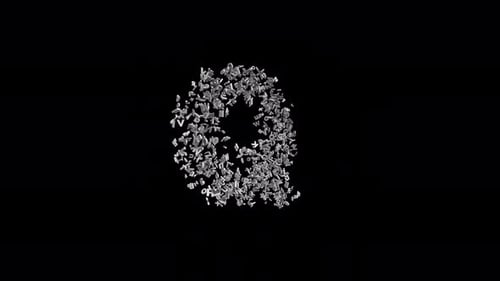 Letter Q Made of Letters with Alpha Channel. 3D Font. Alphabet Letter Animation. Transparent BG