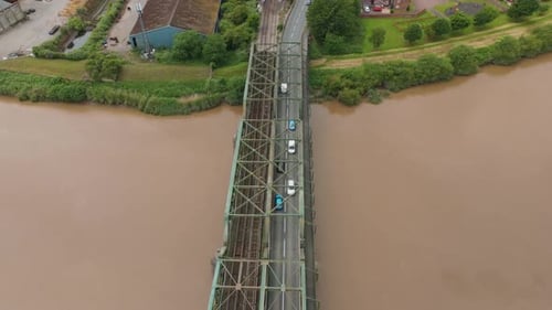 Aerial View of Keadby Lifting Bridge and Surroundings