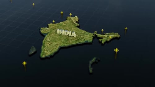 Animated 3D India Map with Pin Locators