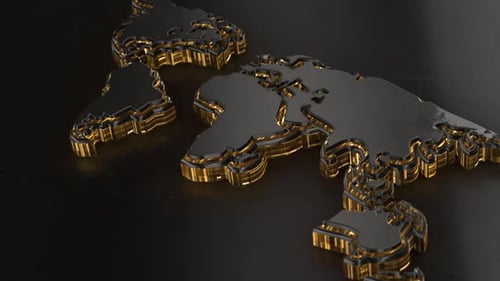 Dynamic Golden 3D World Map Corporate Background Animation