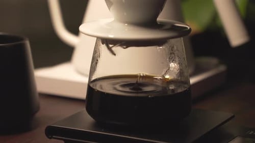 Pour Over Coffee Brewing Close Up Detail