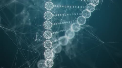 Blue DNA Structure Wireframe Abstract Background Medical Science and Genetic Biotechnology Concept