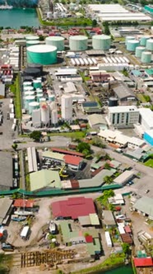 Shipping Containers and Industrial Facilities on Mahe Island Seychelles