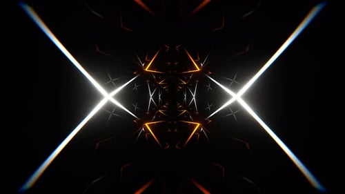 Orange And White Neons Moving Mirror Tunnel Background Vj Loop In 4K