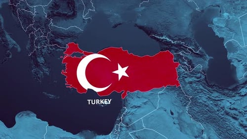 Animated Map of Turkey with Flag and Name Reveal