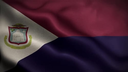 Saint Martin Wavy Flag In The Wind In Slow Motion Waving Official Flag
