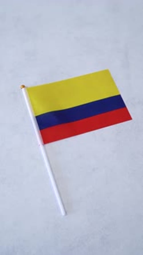 Flag of Colombia on white background. Vertical shot. South America Country flag.