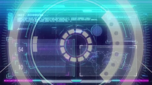 Futuristic Heads-Up Display with Digital Glitch Scanning Animation