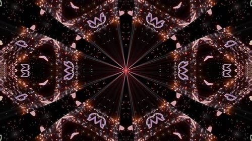 Abstract Glowing Heart Kaleidoscope Tunnel Background