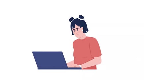 Animated Studying Girl Character