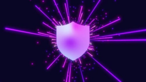 Neon Shield Icon Reveal with Glowing Cyber Rays