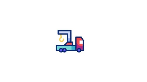 Animated Tow Truck Crane Flat Design Icon