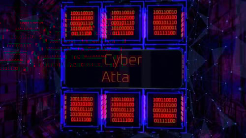 Cyber attack with warning. Digital security concept. Cyber attack warning sign on virtual digital sc