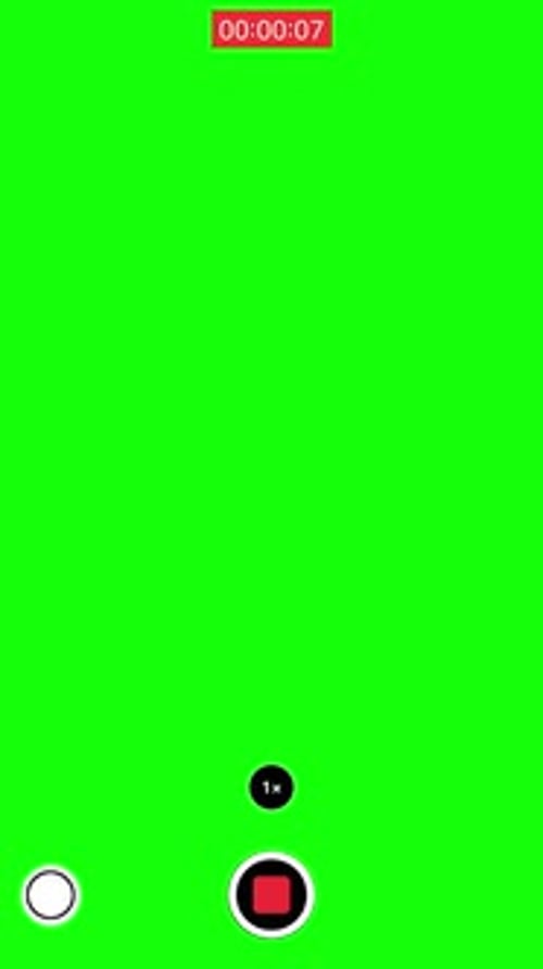 Overlay recording screen on chrome key. Smartphone camera screen during video shooting on a green ba