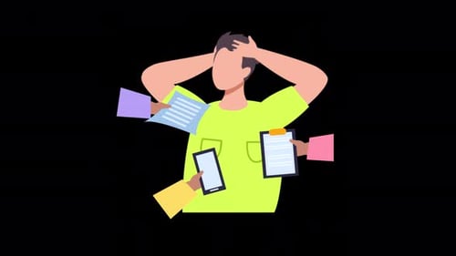Man Under Work Pressure Animation 4K