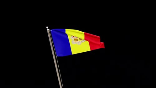 Andorra National Flag Waving 3D Animation
