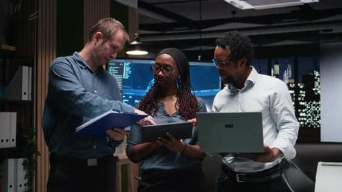 Portrait of Engineering Team Developing Artificial Intelligence Algorithms
