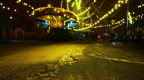 Festive Carnival Amusement Park Lights At Night