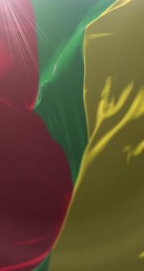 Fluid Vertical Waving Flag Animation with Red Green Yellow Stripes