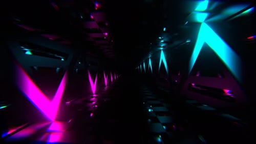 Cyan And Pink Neon Curve Line Tunnel Background Vj Loop In 4K