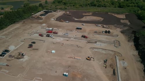 Construction Site Aerial View on a Sunny Day