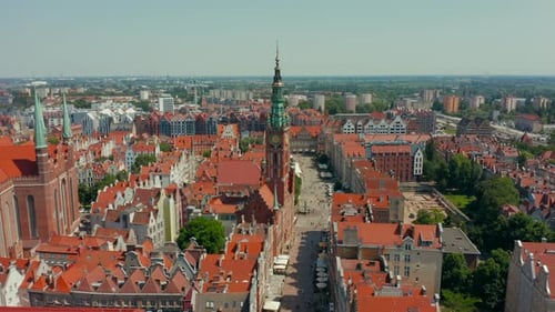 Aerial View of the Medieval European City of Gdansk Poland