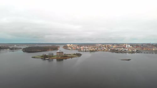 Aerial video of Godnatt in Karlskrona, Sweden